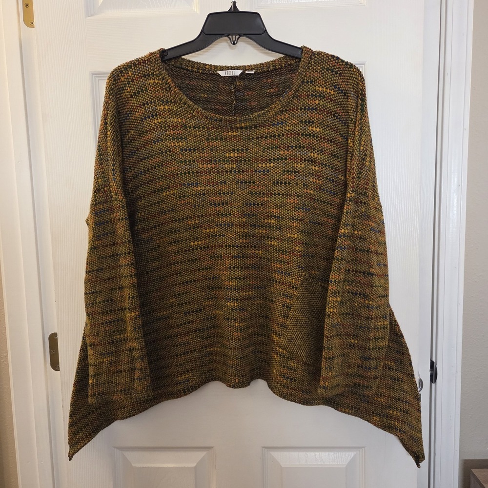 Kaktus sz L relaxed fit‎ sweater drop shoulder hi lo hem colorful artsy casual